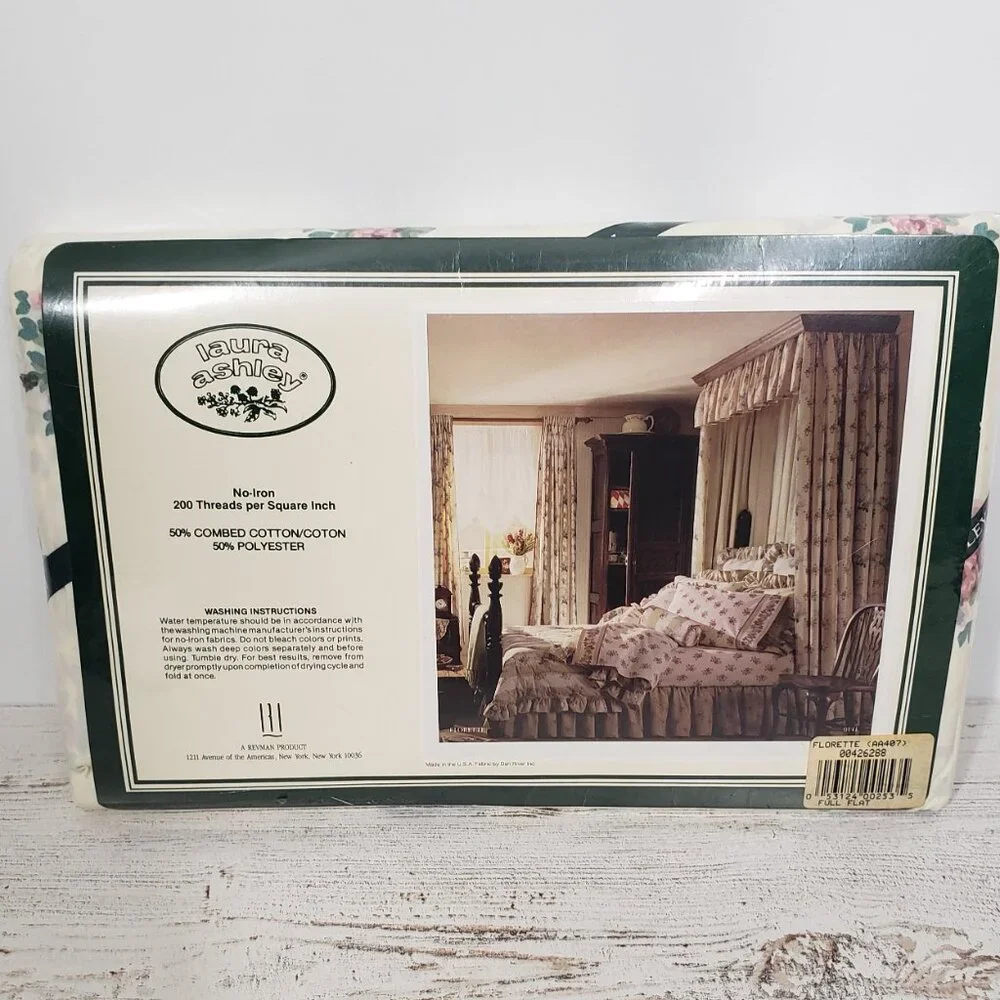 NIP Laura Ashley Florette Full Flat Sheet Floral Roses Cottagecore Grandmacore
